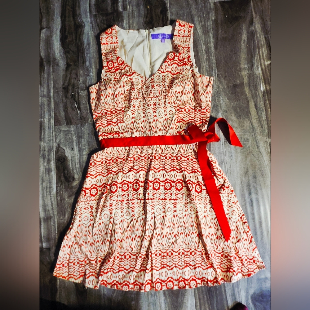Jolie Red and White Floral Dress